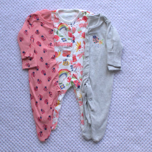 Newborn 3 Pack Sleepsuits with zipper - 3 Designs