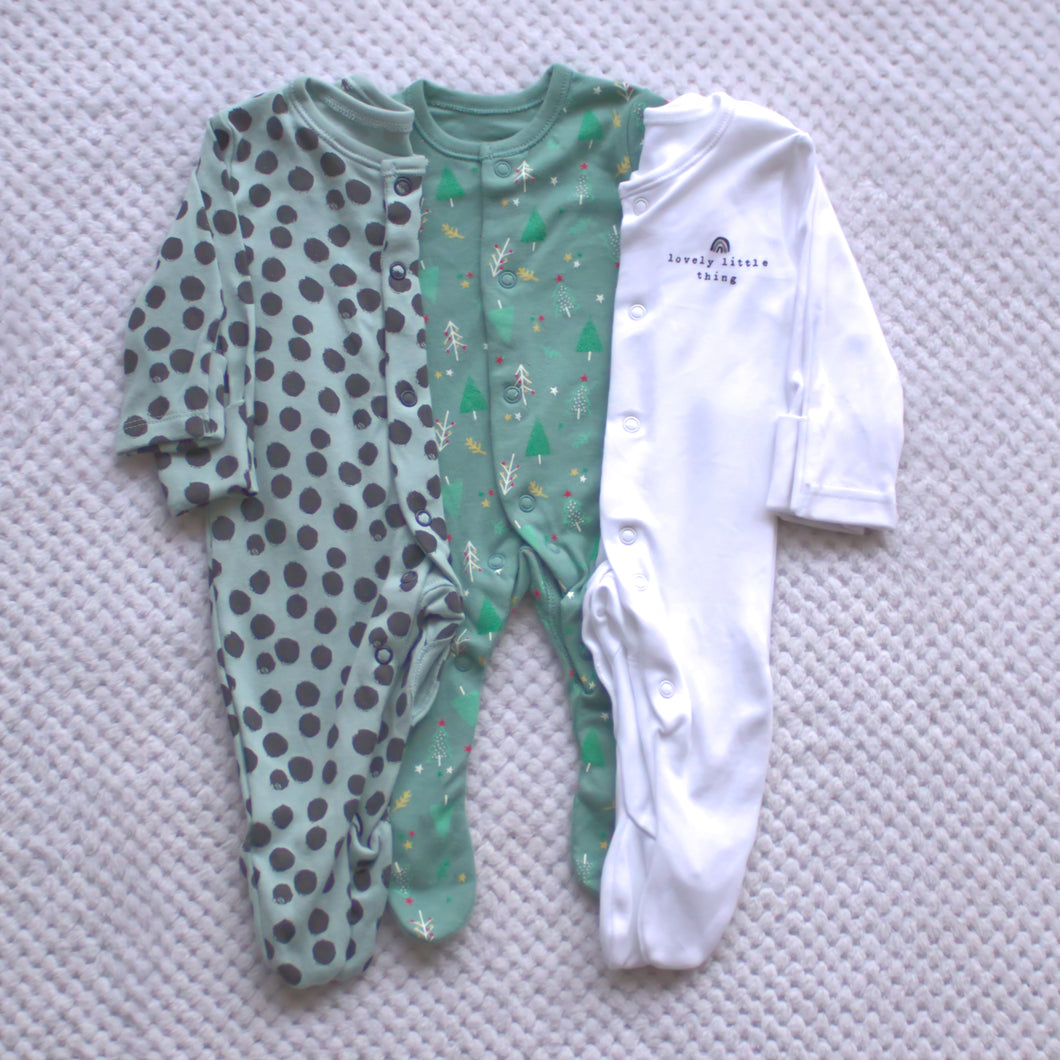 Sleepsuits 3 pack Tiny baby size only