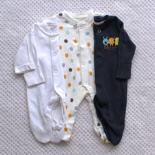 Load image into Gallery viewer, Sleepsuits 3 pack Tiny baby size only- Various Designs