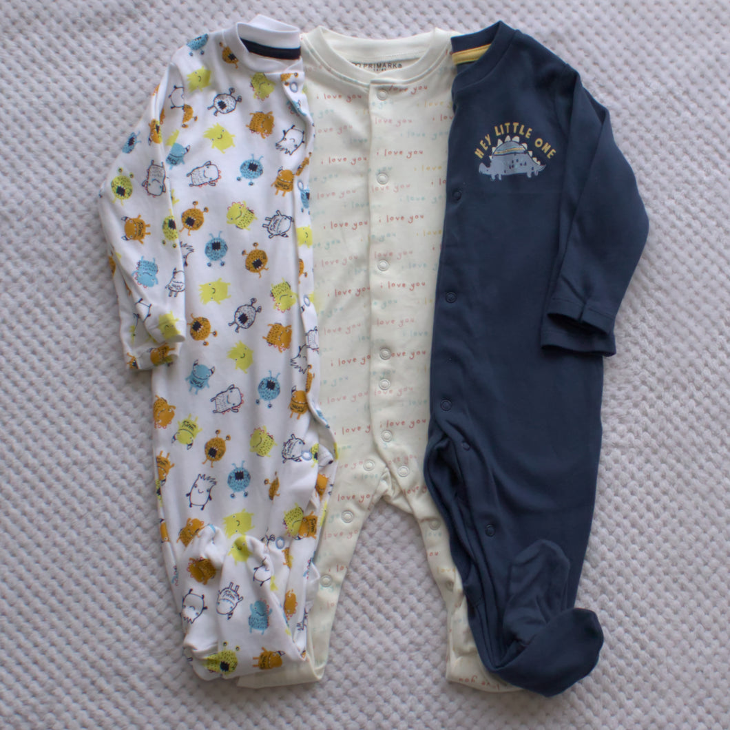 Sleepsuits 3 pack 6-9m only