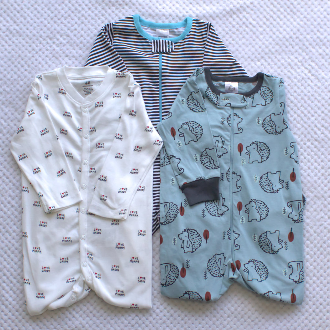 Sleepsuits 3 pack- 6-9m only