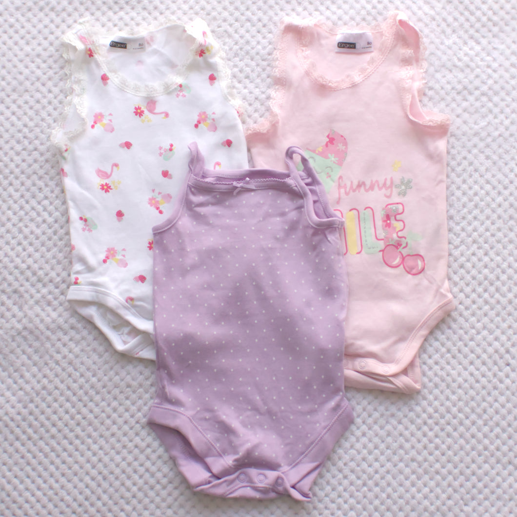 3 Pack Sleeveless Bodysuits 9-12m