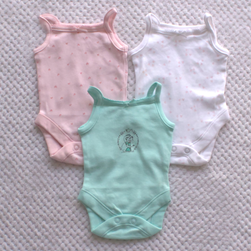 3 Pack Sleeveless Bodysuits Tiny Baby Only