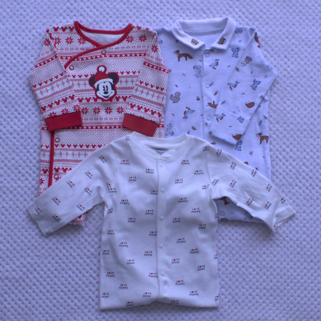 3 Pack Sleepsuits 0-3m only