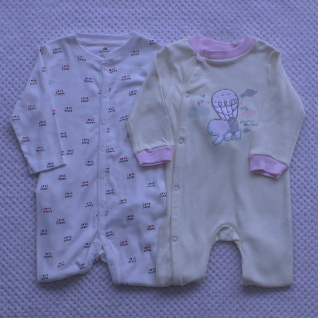 2 Pack Sleepsuits 6-9m only