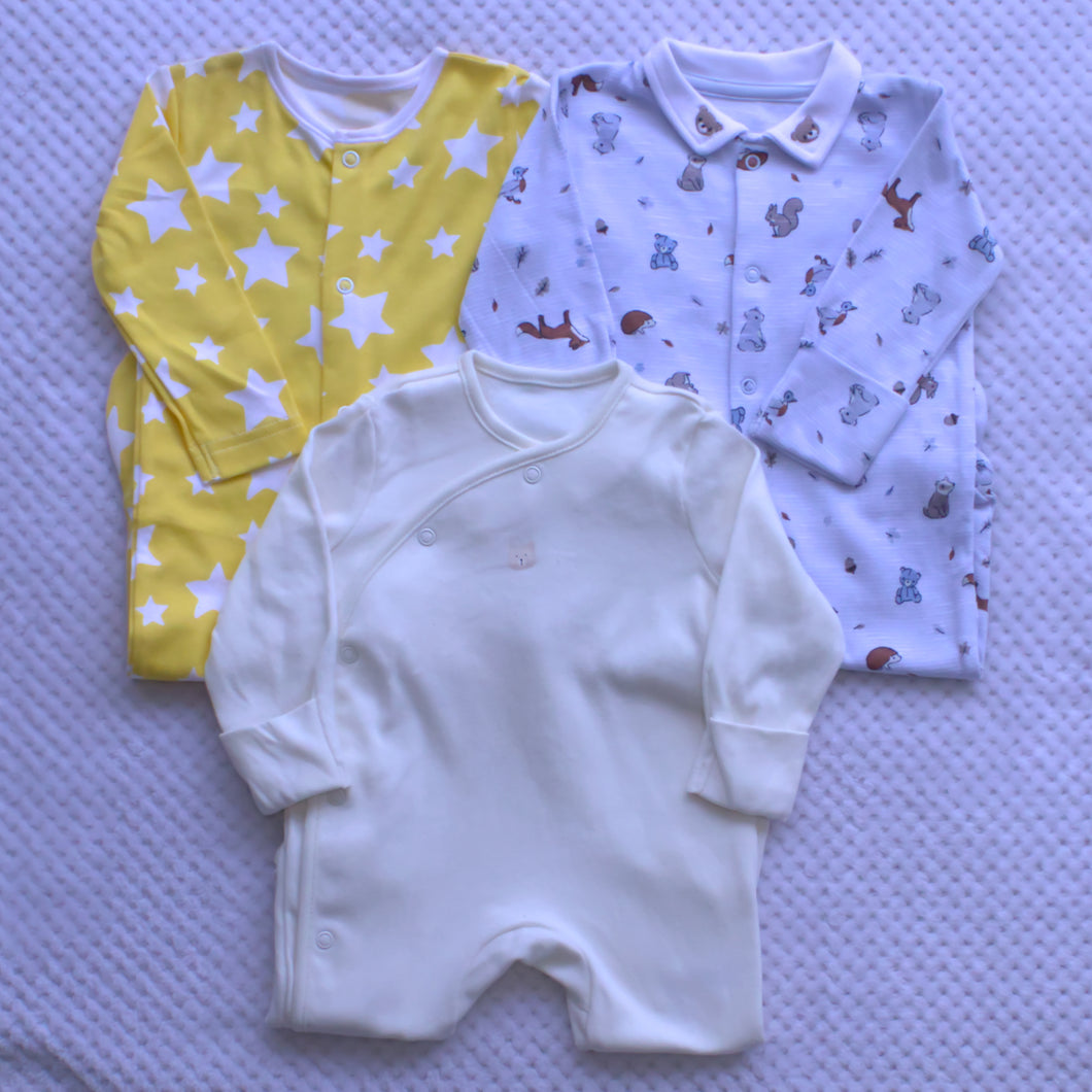 3 pack sleepsuits 0-3m only