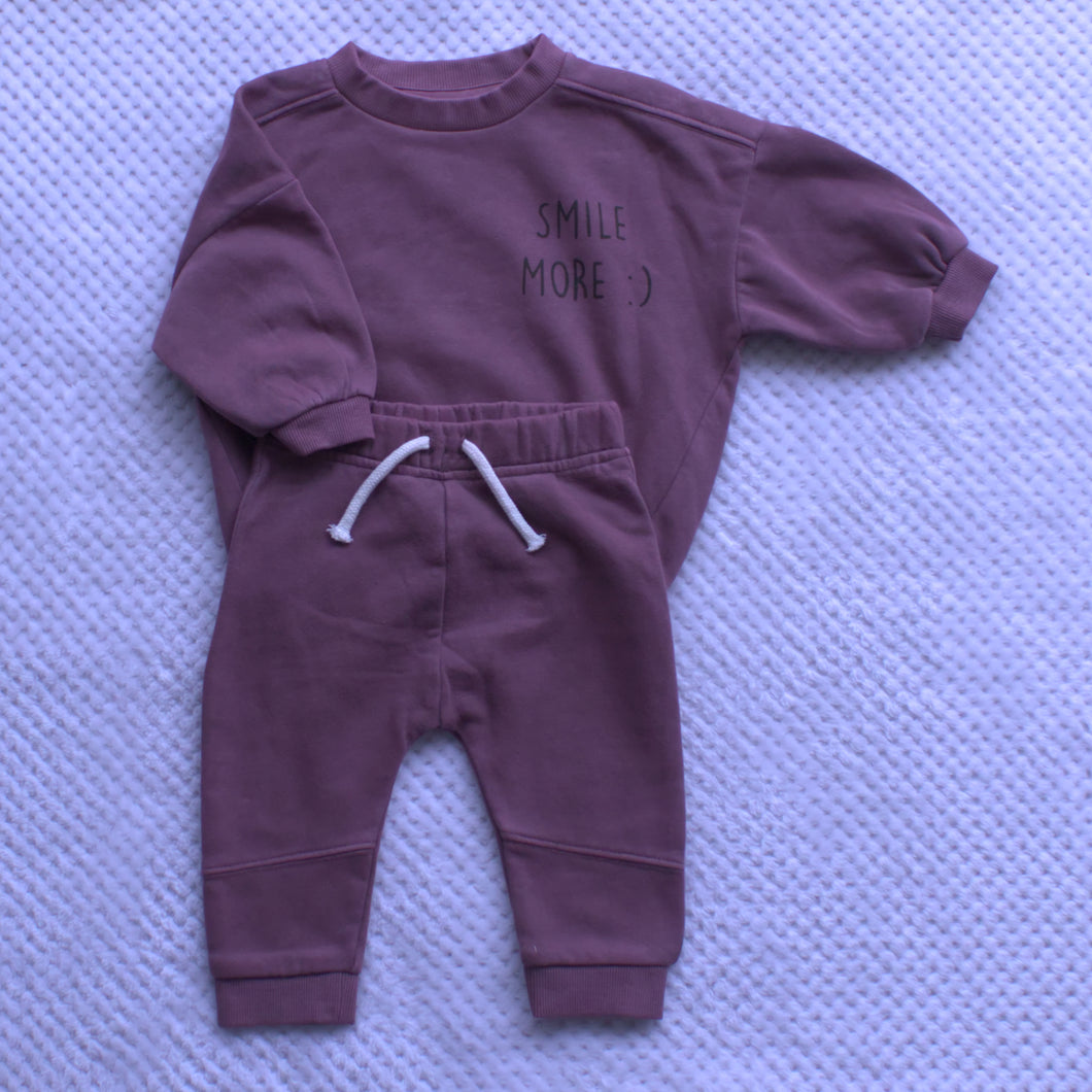 Tracksuit- Smile more Washed Maroon