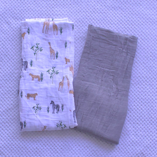 2 Pack Muslin Blanket - 2 Colours