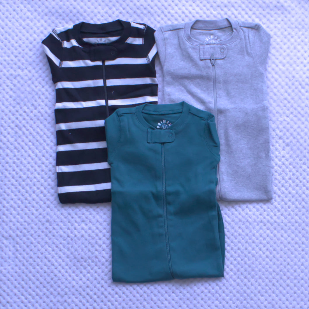 3 Pack Sleepsuits 0-3m