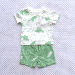 Boys Green Short Set- Dinosaur