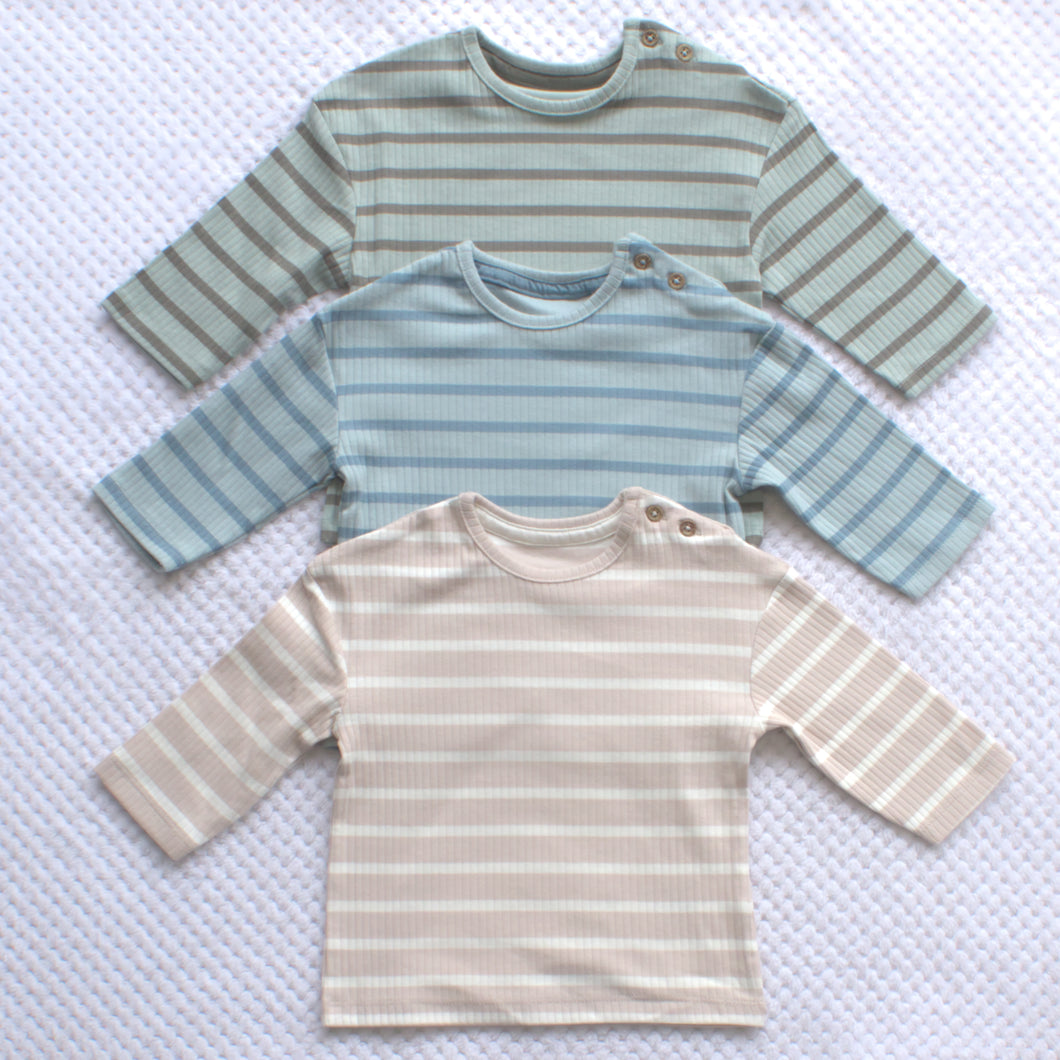 3 Pack Striped long-sleeved tops 3-6m Only