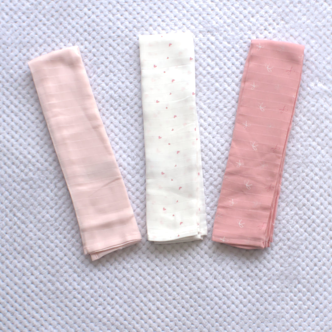 3 pack Muslin Cloth- Pink