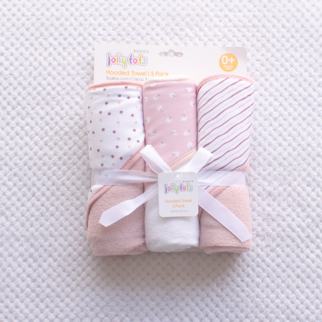 3 pack Hooded towels- Pink and Unisex