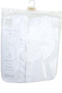 3 Pack Plain White Sleepsuits