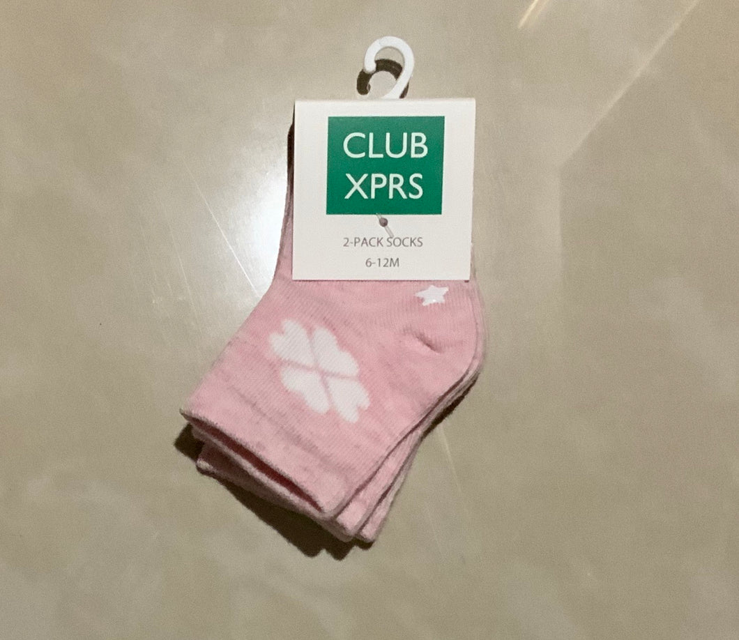 2 Pack Pink Girls Socks