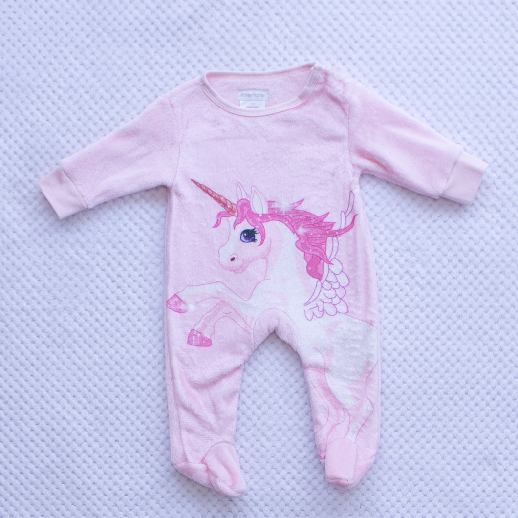 Pink Unicorn winter sleepsuit